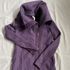 Lululemon Purple Zip Jacket with flap-able collar. Size 2 good condition!